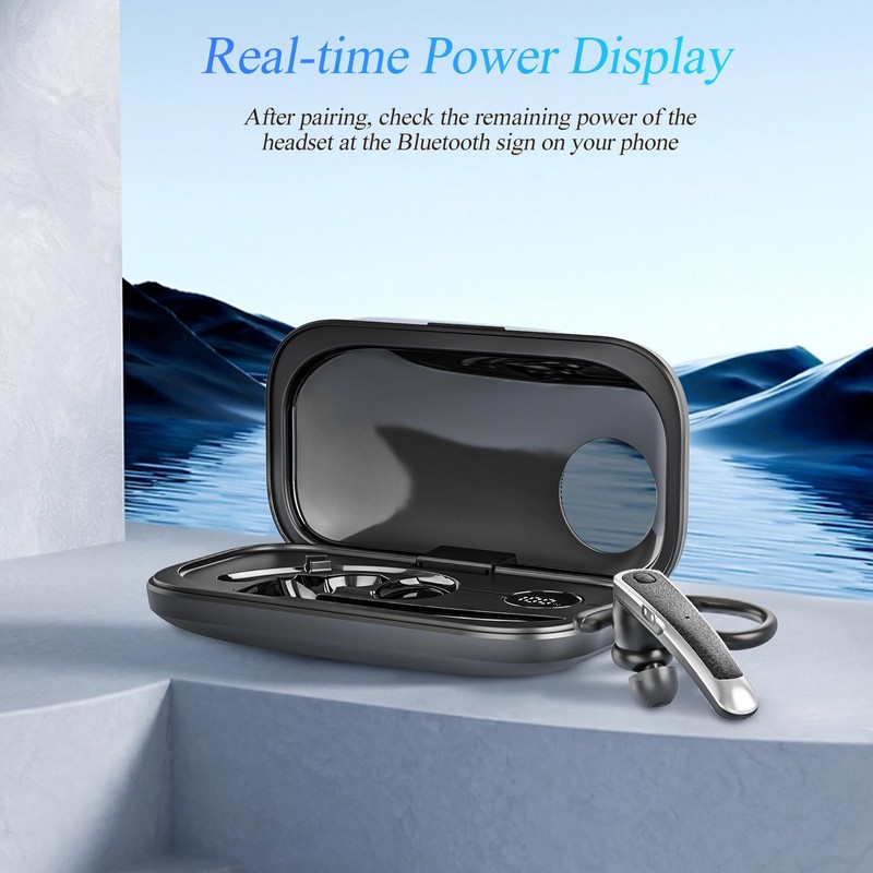 Sisism Bluetooth Headset, Wireless Bluetooth Earpiece with LED Display Charging