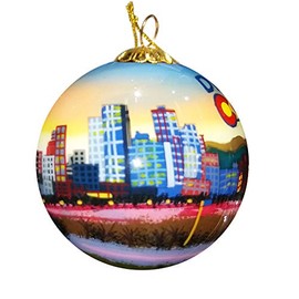 Art Studio Company Hand Painted Glass Christmas Ornament - Denver, Colorado Skyline