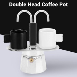 2 Cup Stovetop Espresso Maker, 100ml Double Head Coffee Pot Classic Italian Coffee Maker Espresso Maker Stovetop, DIY Conduit Coffee Pot for Home Cafe (Decagon Base)
