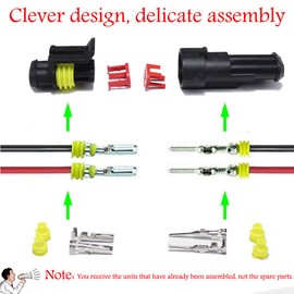 YETOR Way Car Waterproof Electrical Connector,16 AWG 2 pin Plug Auto Electrical Wire Connectors for Car, Truck, Boat, and Other Wire Connections.(5 Pack)¡­