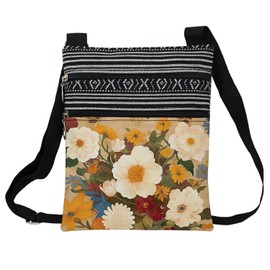 LiuenMgg Colorful Flower Messenger Bag Small Ethnic Pattern Printed Adjustable Strap Crossbody Zipper Bag Colorful Flower Phone Bag Wallet Cute Shoulder Handbag for Women Friends -5