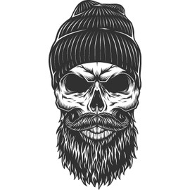 LLStickers Stocking Cap Skull Helmet Motorcycle Truck Window Laptop, 5 inch Tall