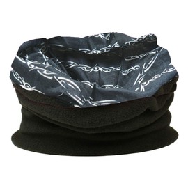 Multifunctional Snood for Men. Scarf, hat, Neck Warmer, Hood, Balaclava with Fleece Section (Barbed Chain Black & White)