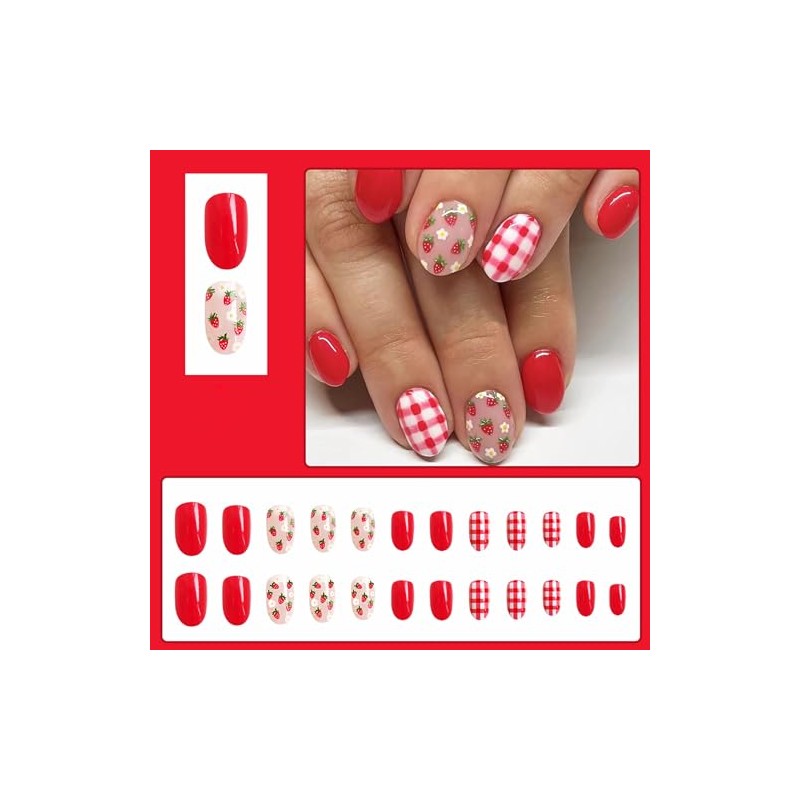 Uñas acrílicas a presión, uñas postizas de almendra mediana, uñas