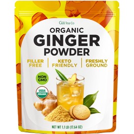 Gya Tea Co Organic Ginger Extract Powder 1.1 lb (17.64 oz) - Superfood for Baking, Tea, Smoothies - Non-GMO, Sugar-Free, Gluten-Free, Vegan Friendly