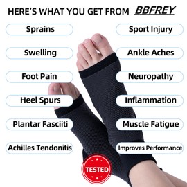 Bbfrey Plantar Fasciitis Sock (3 Pairs) with Cushioned Heel - Compression Foot Sleeves with Arch and Ankle Support - Achilles Tendonitis, Heel Spurs, Foot Fatigue, Sprain