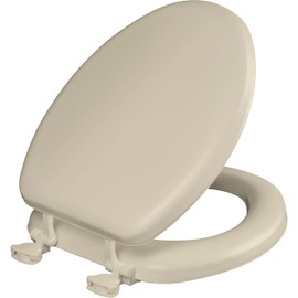 Mayfair Padded Toilet Seat, Cushioned Soft Vinyl over Wood Core Seat, Secure Hinges, Easy Clean, Made in USA, Elongated, Bone
