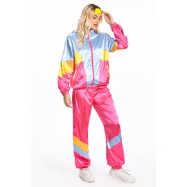 MASSWO Women 80s Sportswear Set 2 Piece Outfits Casual Sweatsuits Retro Vintage Pink Tracksuit