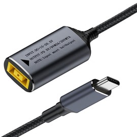 cablecc PD9V 5V 20V7A DC Jack Rectangle Jack Thinkpad X1 Input to USB-C Type-C Power 140W Charge Cable for Laptop Phone 18cm