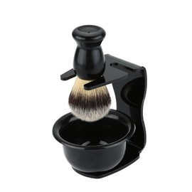 Anself Shaving Brush Shaving Stand with Bowl 3 in 1 Shaving Brush Set for Men Modern Design Bristle Hair Shaving Brush Acrylic Materials Shaving Cleaning Tool