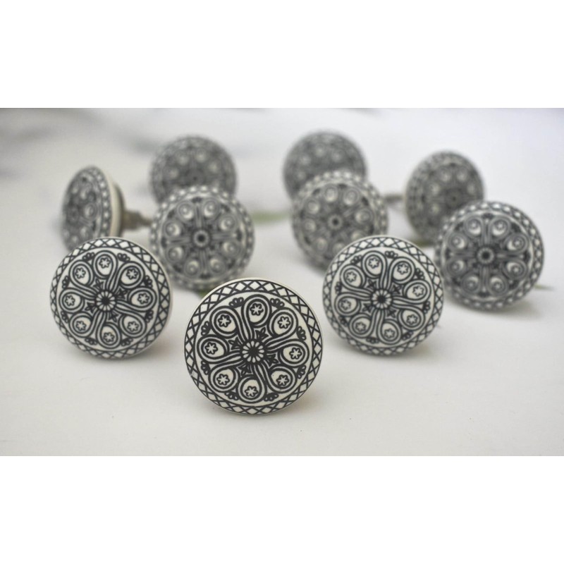 ARTISNO Hand Painted Mandala Ceramic Cabinet Drawer Pull/Use for Cupboard,