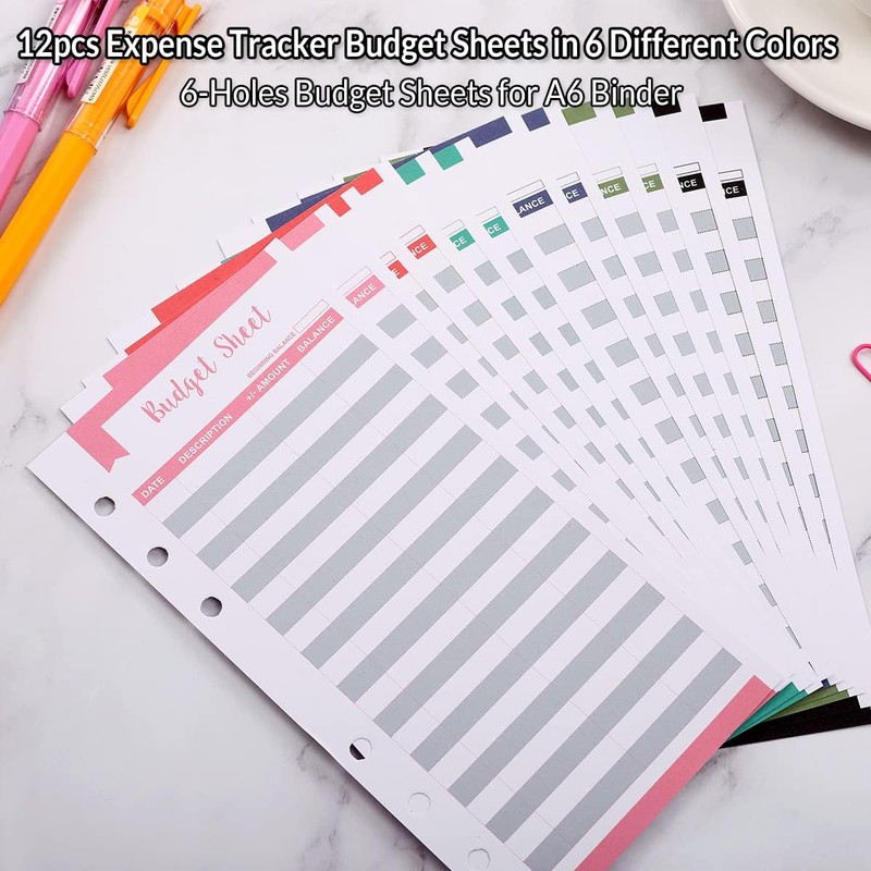 SKYDUE Budget Binder, Money Saving Binder with Zipper Envelopes, Cash