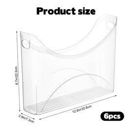 Rainmae 6 Pack Scrapbook Paper Storage Organizer with Handle Clear Plastic Scrapbook Storage Bin Holds 12x12 Inch Craft Papers Books, Vinyl Sheets, Cardstocks for Home Office Tabletop Organization