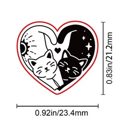 craspire Heart Wax Stamp Love Yin and Yang Cat Seal Stamp Copper Seal Retro Removable Brass Stamp Head with Wooden Handle for Envelopes, Letters, Wedding Invitations