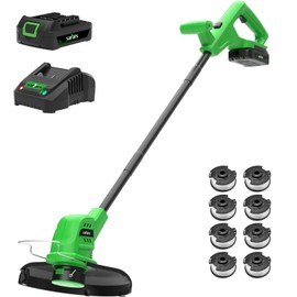 SOYUS Weed Wacker Battery Powered 10 Inch, String Trimmer Cordless with 2.0Ah Battery, Lightweight Edger Trimmer with 8 Pcs Replace Spool Trimmer Lines