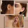 FANCH 3Pairs Gold Stud Hoop Earrings Set for Women 14K