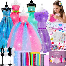 MINIFUN - Kit de Diseño de Moda para Niñas Con 4 Maniquíes, Costura y Manualidades, Fabricación de Ropa de Muñeca, Juguetes para Niños de 6, 7 Años