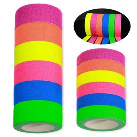 12 Pack Gaffers Tape 1 inch & 0.6 inch Multi-Colored Glow in The Dark Tape Blacklight Glow Tape Vibrant Neon Gaff Cloth Tape Adhesive Spike Tape Fluorescent Tape for Hula Hoops,Theater Stage Floors