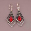 Yienate Boho Crystal Geometric Square Drop Earrings Unique French Red