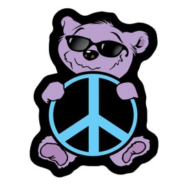 Peace Sign Bear - Postcard Sized Vinyl Sticker 5.5" x 4.25"