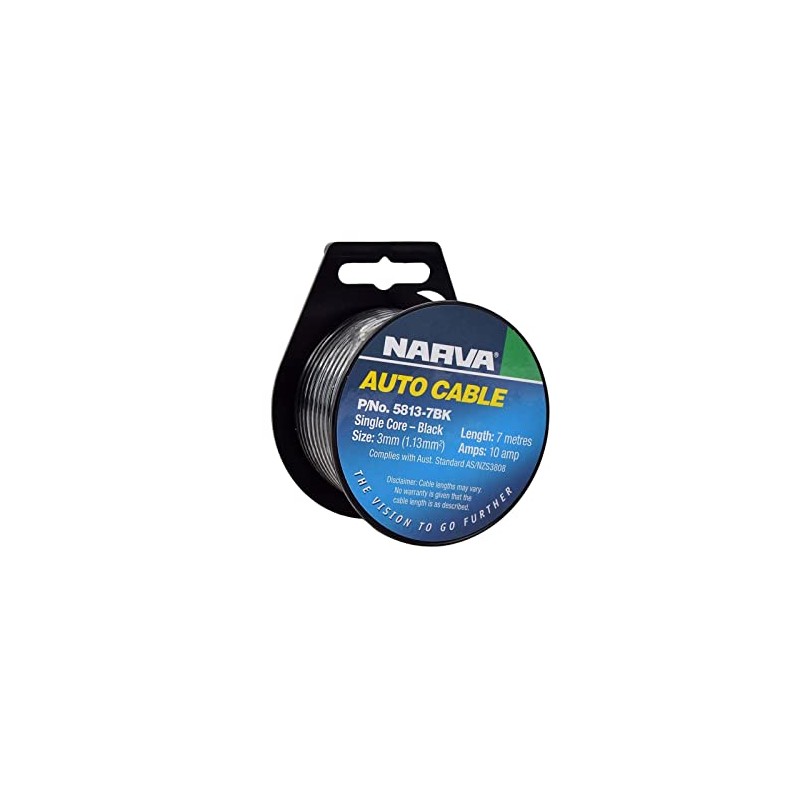 Narva 10A Auto Cable, 3 mm Diameter, Black