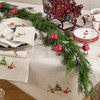SARO LIFESTYLE Embroidered Christmas Tree Design Linen Blend Tablecloth, Natural,