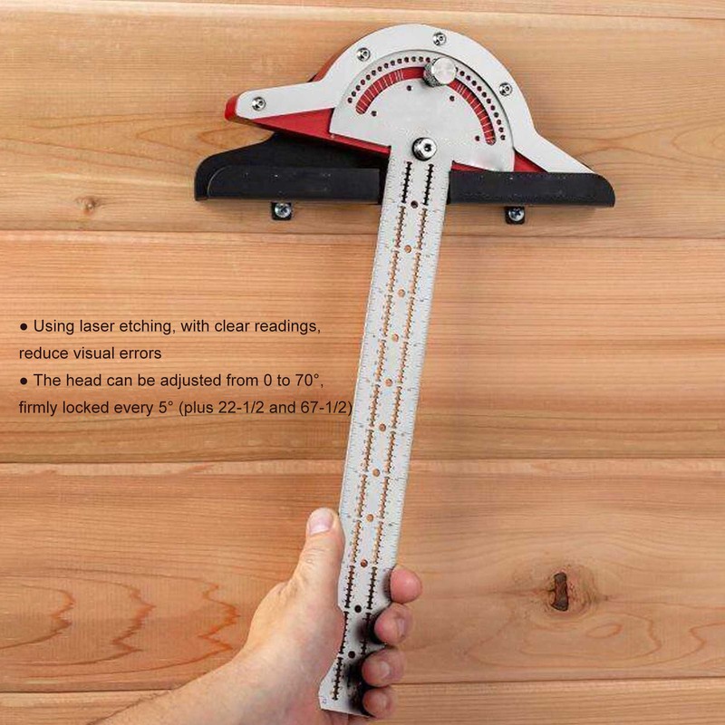 Woodworker Edge Ruler Protractor Portable Stainless Steel Angle Measuring Tool