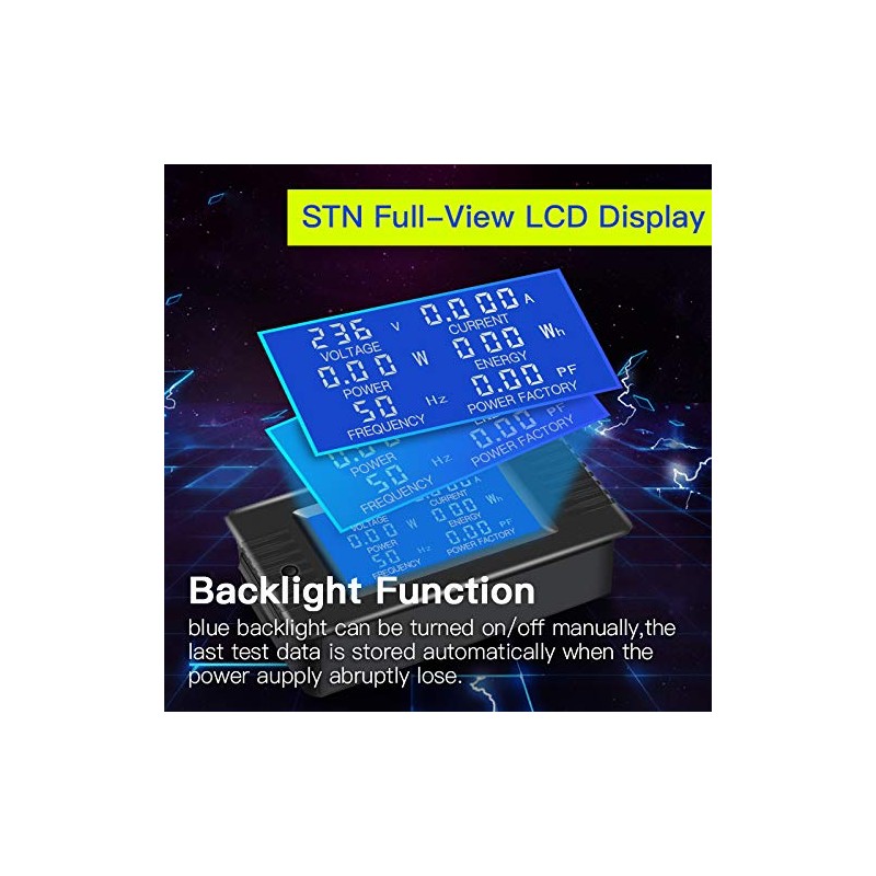 AC Current Voltage Amperage Power Energy Panel Meter LCD Digital