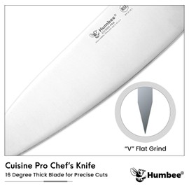 Humbee 10-Inch Chef Knife Razor-Sharp Blade Kitchen Knife with Comfortable Grip Handle, Black DT-10 Series