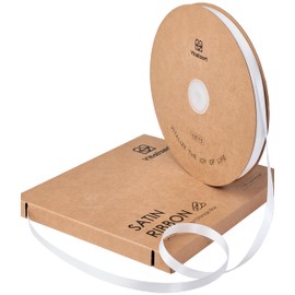 Vitalizart White Ribbon for Gift Wrapping 3/8" x 100Yd Double Face Functional Satin Ribbon for Crafts Silk Like Fabric Flower Bouquet Birthday Party Decorations Bridal Shower Wreath Hair Off White