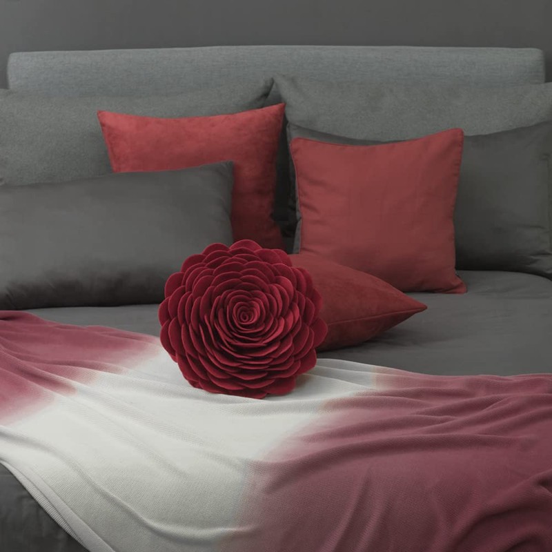 KINGROSE Handmade 3D Flower Decorative Throw Pillow Round Cushion for