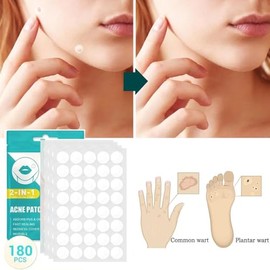 180 Parches Para Acné. Pimple Patch, Calcomanías Ultra Finas para Cara y Piel, Parches Hidrocoloides Absorbentes para Tratar la Erupción de Acné y Esp