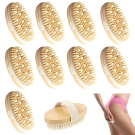 TANEMUDO 10 Pcs Dry Brushes for Body Exfoliating Brush and Massage Nodule Scrubber Beauty Exfoliator for Shower, Bath, and Back Circulation Improvement Dead Skin Remove (Oval)