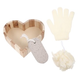 BIUDECO Bath Tool Set Wood Bucket Foot Exfoliator Foot Scrubber Kit Skin Care Tools