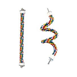 TJHypenete 2 Pcs Bird Rope Perches for Parrots, Cockatiels, Parakeets, Budgie, 16 and 24 Inch Colorful Cotton Rope Spiral Toys Comfy Perch for Rope Bungee Bird Toy, Bird Cage Climbing Stand Rope