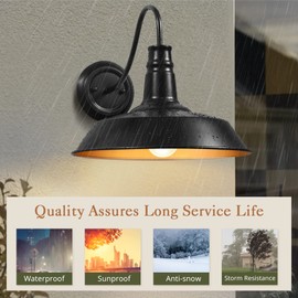 LEDIARY 14 inch Gooseneck Barn Lights Outdoor， Exterior Classic Black Outdoor Wall Sconce for Porch, House, Farmhouse, Garage, 2-Pack