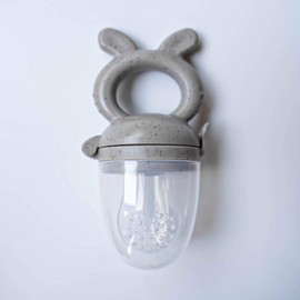 Neutral Baby Bunny Fruit Feeder | Neutral Colour Foodie Feeder for Baby Food by Aloonii (Speckled Grey)