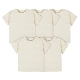 Gerber Baby Toddler 5-Pack Solid Short Sleeve T-Shirts Jersey 160 GSM, Natural, 3T