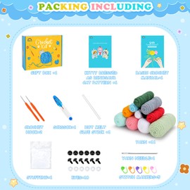 Cat Crochet Kit for Beginners with Video, Stegosaurus Crochet Kit Cosplay Animal Knitting Kit Crocheted Animal Kits Complete Kitten Crochet Starter Animals Cosplay Set Beginners Crocheted Cat Kit