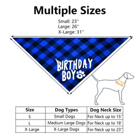 Dog Birthday Party Supplies, LMSHOWOWO Multi Sizes Dog Birthday Bandana Boy Dog Birthday Hat Bow Tie Numbers It’s My Bday Mother Puppers Sign Banner for Medium Large Dogs Pets Birthday (Large, Blue)