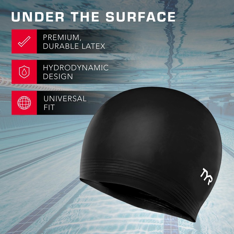 TYR Latex Adult Swim Cap for Women and Men -