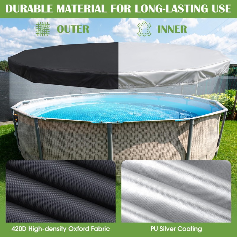 Aodaer 12FT Pool Cover for Above Ground Pools 420D Heavy