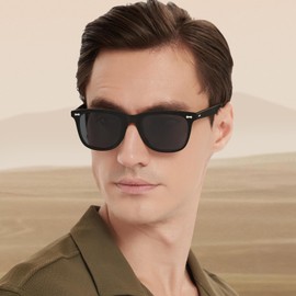 CARFIA Polarised Sunglasses Men's Sports Glasses UV400 Cat 3 for Outdoor Golf Driving Fishing, Frame: glossy black; lenses: grey