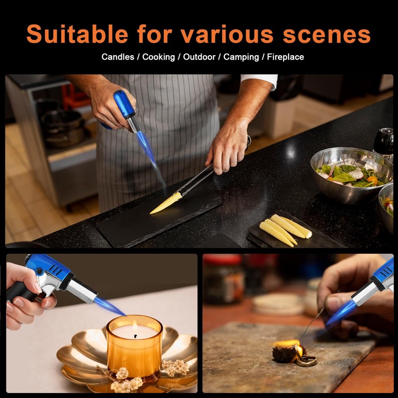 JETPRO Butane Torch Lighter Refillable with Adjustable Flame Kitchen Torch