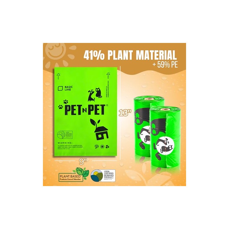 Pet N Pet Bolsas Para Popo Perro 270 Recuentos Biodegradables,
