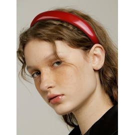 TEBIEKOY 3 Packs Retro Red Headbands for Women, Vintage Patent Leather Head Band Non Slip Hairbands for Womens Hair Red Hair Accessories