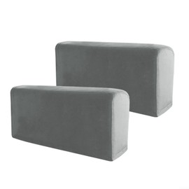 PETSTIBLE 2 Pieces Armrest Covers Non Slip Sofa Armchair Covers Durable Silver Fox Material Soft Fabric Easy Clean Set (Flat Grey)