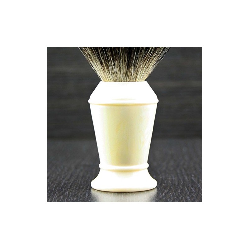 Men's Pure Black Badger Shaving Brush in Ivory Colour Handle.