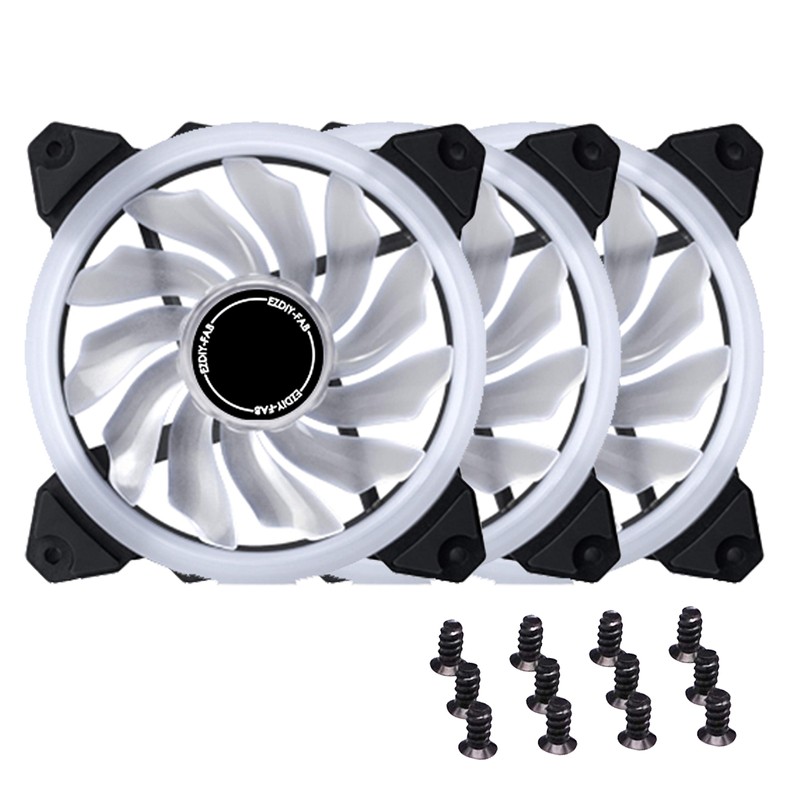 EZDIY-FAB 120mm PWM White LED Ring Fan,White LED PWM Case