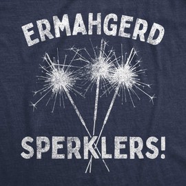 Mens Ermahgerd Sperklers T Shirt Funny 4th of July Fireworks Sparklers Graphic Novelty Tee Funny T Shirts Patriotic Apparel for Men Novelty Tees for Guys Navy - 3XL
